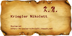 Kriegler Nikolett névjegykártya